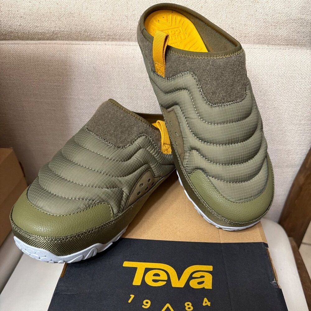Teva Reember Terrain Slip On Mules Water Repellent Army Green Unisex Size W11 M9